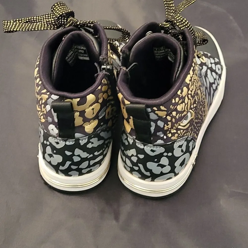 SKECHERS BLACK LEOPARD PRINT BLACK UNISEX-CHILD FASHION-HI